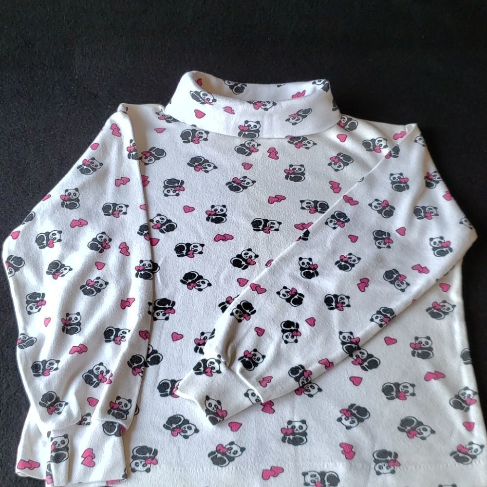 EUC Cute Panda Bear Print Turtleneck Shirt - Sz 6X